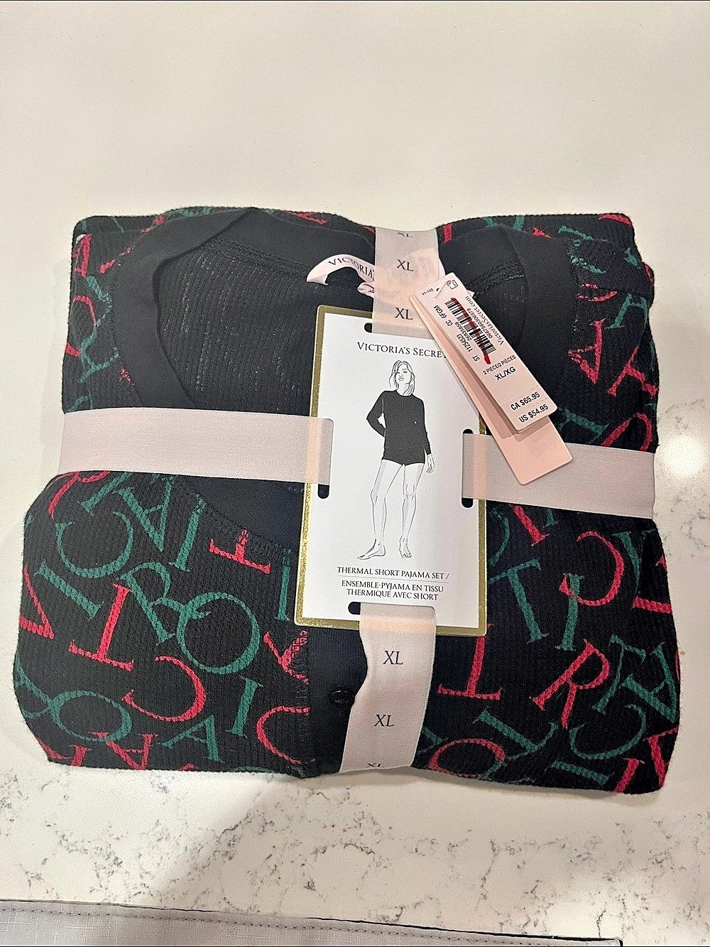 Victoria's Secret Thermal Short Pajama Set Abstract Print Cotton Pajama Set Size
